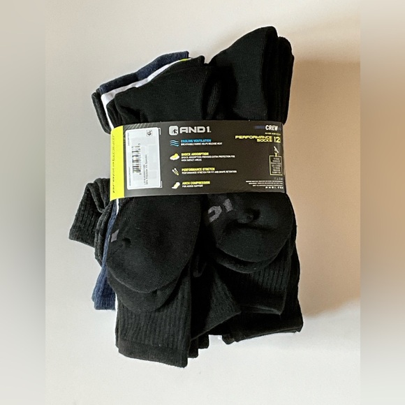 AND1 Men’s cushion crew socks - Picture 2 of 6